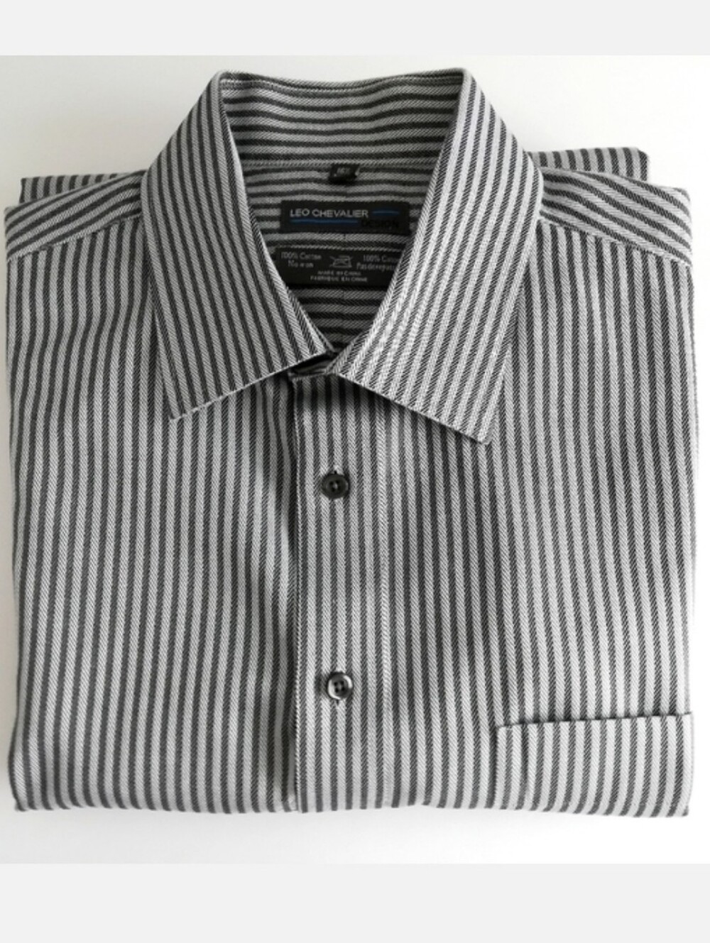Leo Chevalier No Iron Striped Long Sleeve Dress Shirt, Size 16 1/2 , 34/35